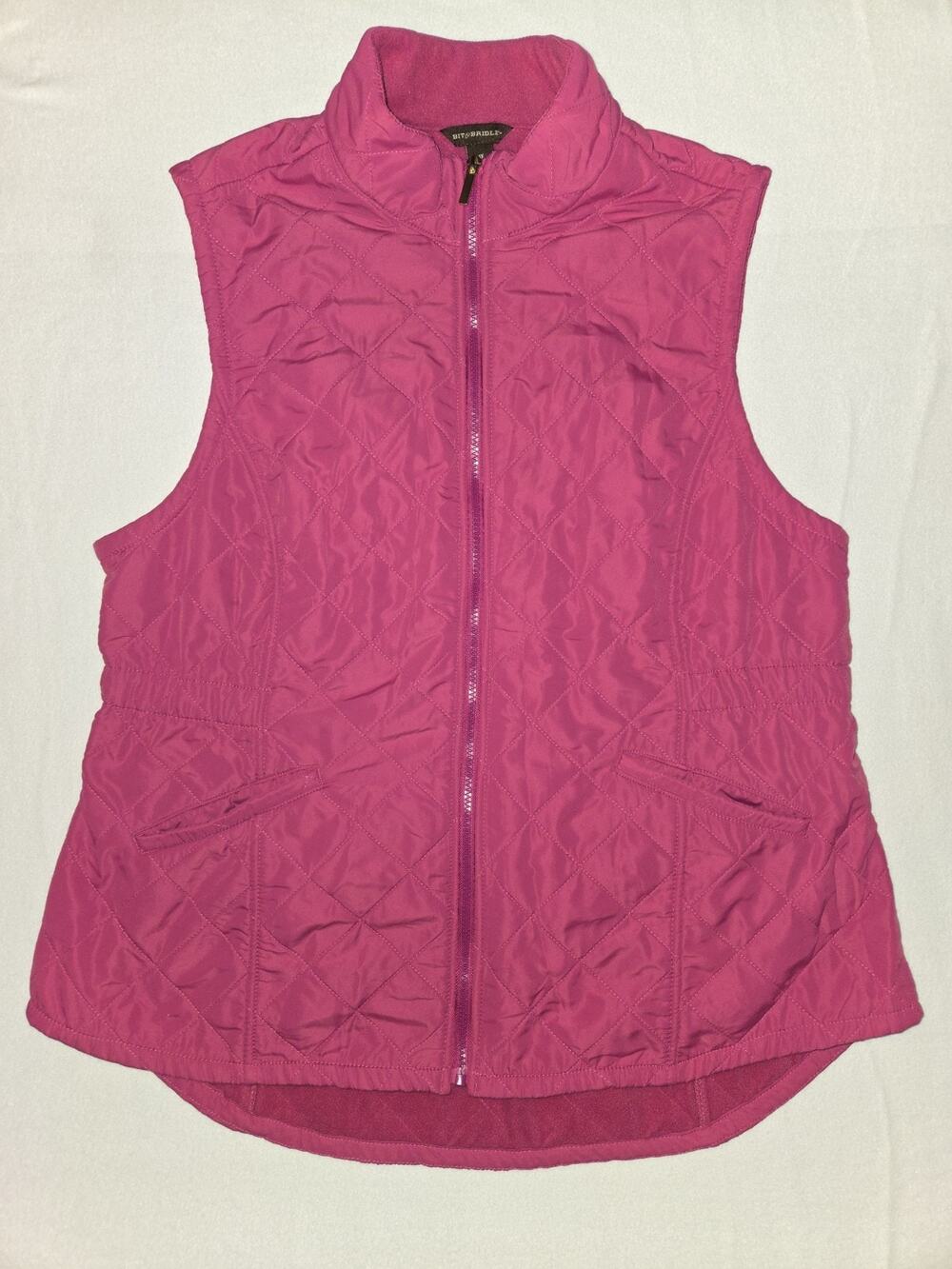 Bit & Bridle Women's Pink Quilted Vest Full Zip Size 1X